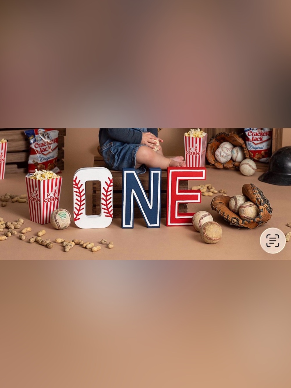 Baseball 1st Birthday Letters: Hand-Painted Paper Mache 'ONE'